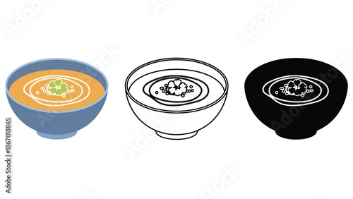 Variety of soup bowls with different designs and colors