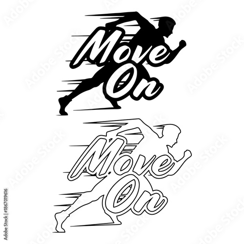 move on , man running, growth icons set Businessman running up