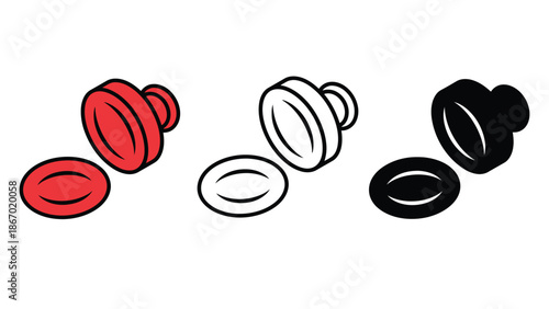 Colorful earplug designs in red, white, and black