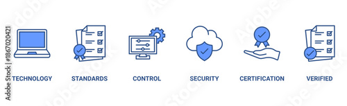 ISO 27001 banner web icon vector illustration concept for information security management system (ISMS) with an icon of technology, standards, control, security, certification, and verified