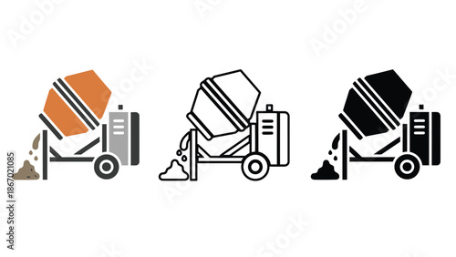 Cement mixers in different colors and styles