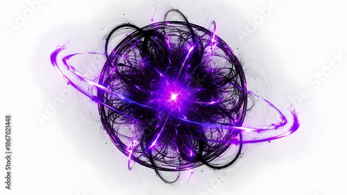 Abstract purple energy sphere with swirling lines