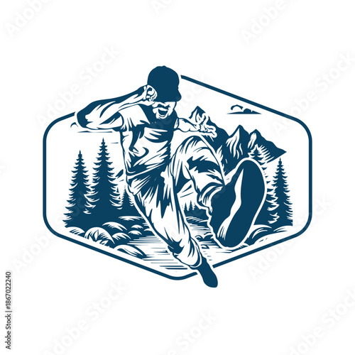 ultra trail running logo vector image