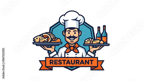 Professional chef holding two trays of delicious food and drinks for a restaurant.