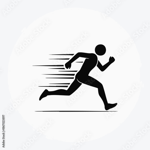 Running Man Silhouette Fitness Speed Motion.