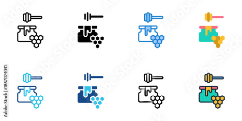 Honey icons set multiple style collection. Editable stroke 
