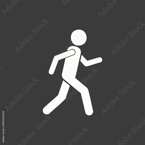 White stick figure running on dark background.