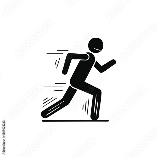 Running Man Silhouette Active Person Running Icon Fitness Stick Figure.