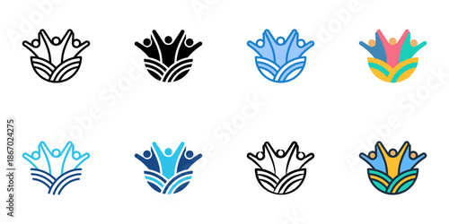 Farming community icons set multiple style collection. Editable stroke 
