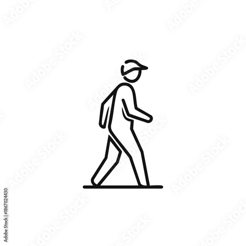 Man walking with backpack traveler silhouette.