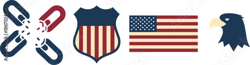 American symbols and broken chain link