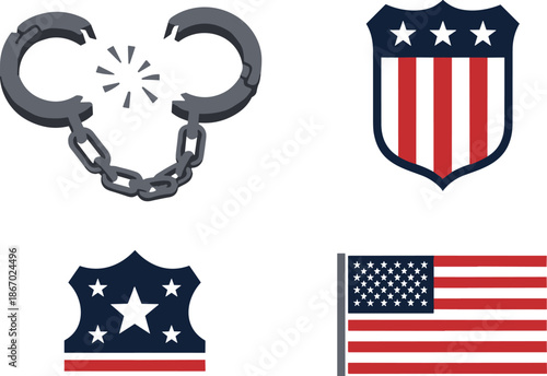 American law enforcement symbols and flags