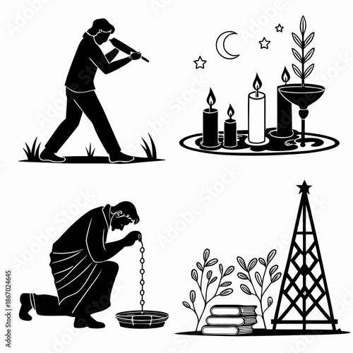 Illustrations of rituals and symbols