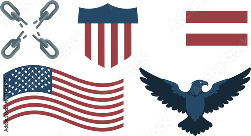 American symbols eagle flag shield broken chains
