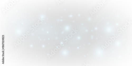 Soft blue dust sparkles with glitter, sparks, shimmer across glowing bokeh blur. Twinkling particles, radiant highlights, luminous flare create festive light. Christmas png vector illustration.