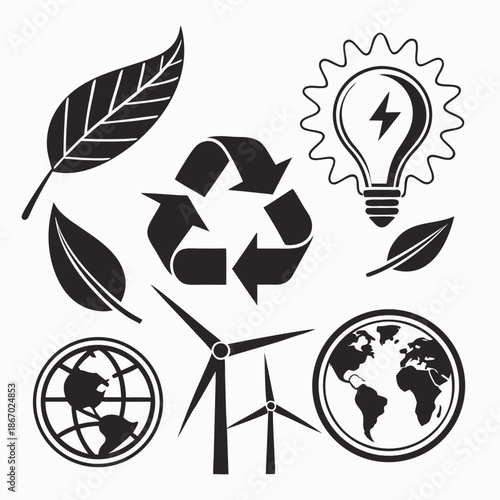 Sustainable energy and environment icons