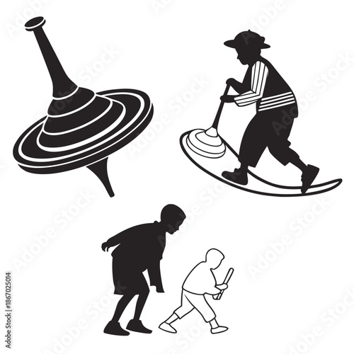 Silhouettes of playful activities