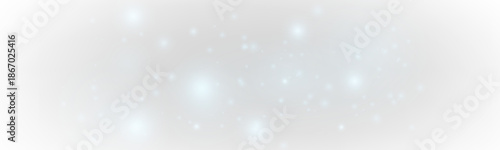 Blue dust glows with sparkle, glitter, shimmer across soft bokeh blur. Sparks, twinkling particles, highlights, flare form festive Christmas and New Year illumination. PNG vector illustration.