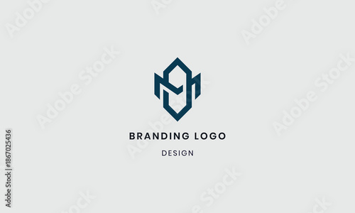 A modern geometric blue branding logo design featuring interconnected lines forming an abstract letter m or n
