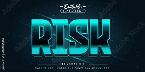 Glossy green risk text, editable text effect.