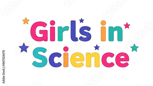 Girls science education illustration promoting learning curiosity innovation creativity empowerment equality future growth and global awareness for academic use