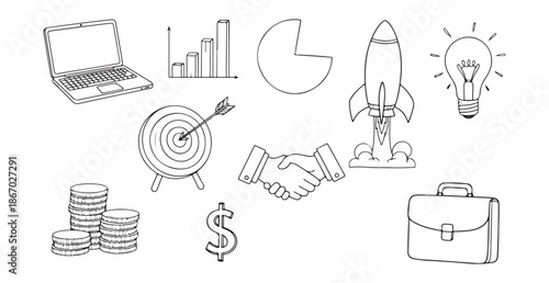 Business Tour Doodle Vector Illustration: Global Travel and Exploration Flat Design