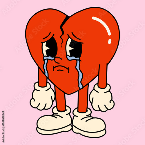 Heartbroken Character with Tears and Gloved Hands