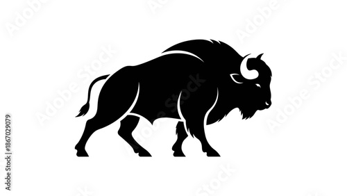 Silhouette of a powerful bison standing majestically.
