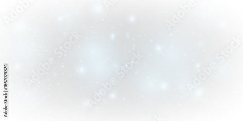 Blue dust glows shimmer, sparkle, glitter across soft bokeh blur. Sparks, twinkling particles, luminous highlights, flare create magical Christmas and New Year festive light. PNG vector illustration.