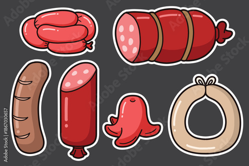 set of sausage good for sticker, badge, element design, print design, etc