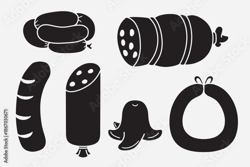 set of sausage good for icon, symbol, element design, silhouette design, etc
