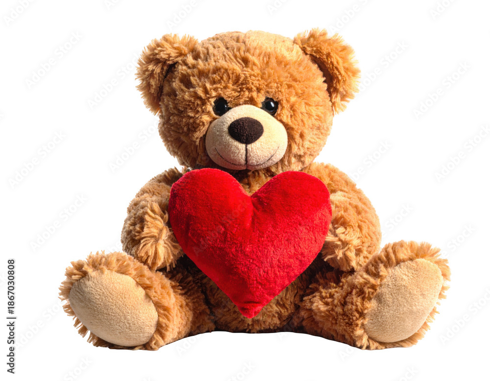 Fototapeta premium cute teddy bear holding heart isolated