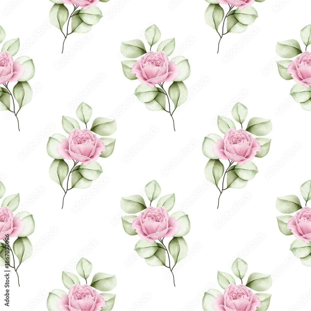 Fototapeta Sweet flower seamless pattern on white background. Seamless pattern for beauty products or other.