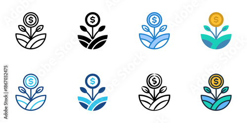 Agribusiness icons set multiple style collection. Editable stroke 
