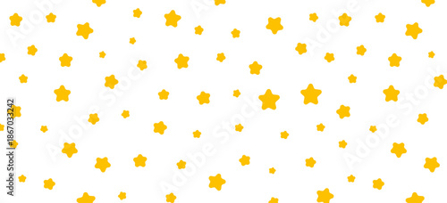 Seamless gold star confetti pattern. Golden glitter sparkle repeated background. Yellow shiny confetti repeated wallpaper. Christmas, New Year, wedding or birthday party decoration. Vector texture