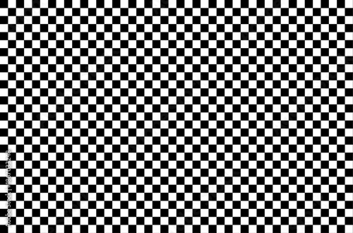 Black and white checker pattern vector illustration. Chess board. Abstract checkered checkerboard for game. Grid geometric square shape. Race flag. Retro mosaic checkerboard psychedelic pattern.