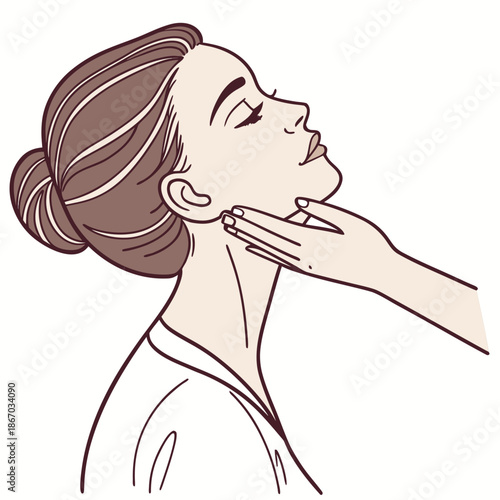 Illustration of a woman checking her neck