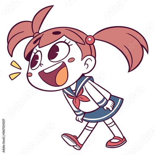 Happy schoolgirl cartoon