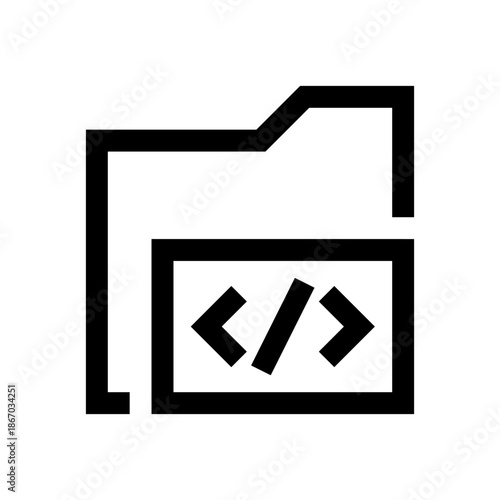 Coding Line Icon, Outline Symbol for Software Development, Programming Logic, Web Engineering, Scripting Process, and Technical Solution. Vector Sign Icon.