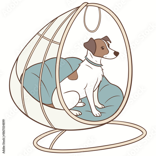 Dog in a hanging chair