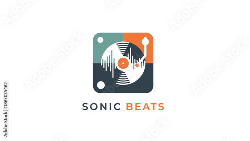 Sonic Beats Logo with Stylized Turntable and Sound Waves.