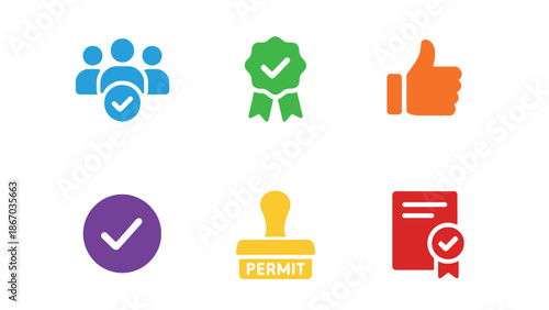 Approval icons for business and quality control processes