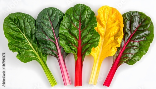Swiss chard leaves with colorful stems