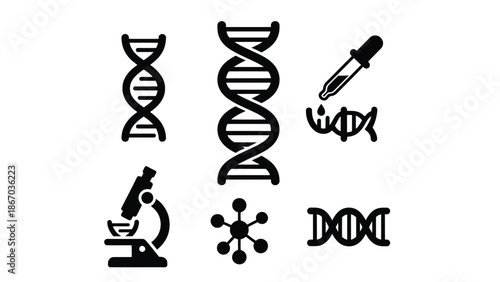 Genetic research and DNA concept icons