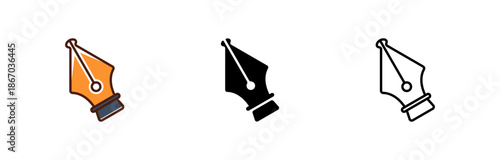 Fountain pen icon nib icon isolated on white background.