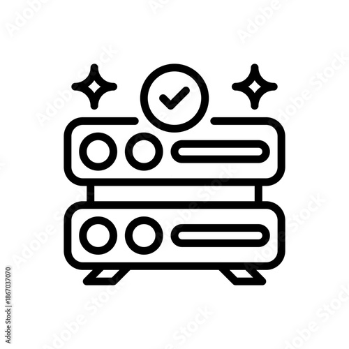 Server Uptime Line Icon, Outline Symbol for System Availability, Network Reliability, Hosting Performance, Data Accessibility, and Tech Maintenance. Vector Sign Icon.