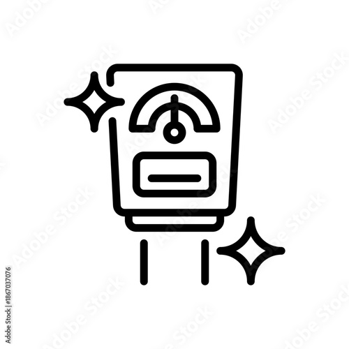 Parking Meter Line Icon, Outline Symbol for Time Tracking, Payment Management, Urban Parking, Duration Control, and Public Service. Vector Sign Icon.