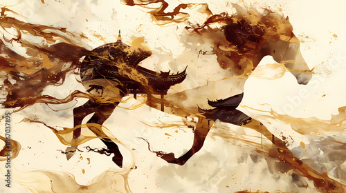 2026 Year of the Horse Chinese New Year Watercolor Illustration Zodiac Art