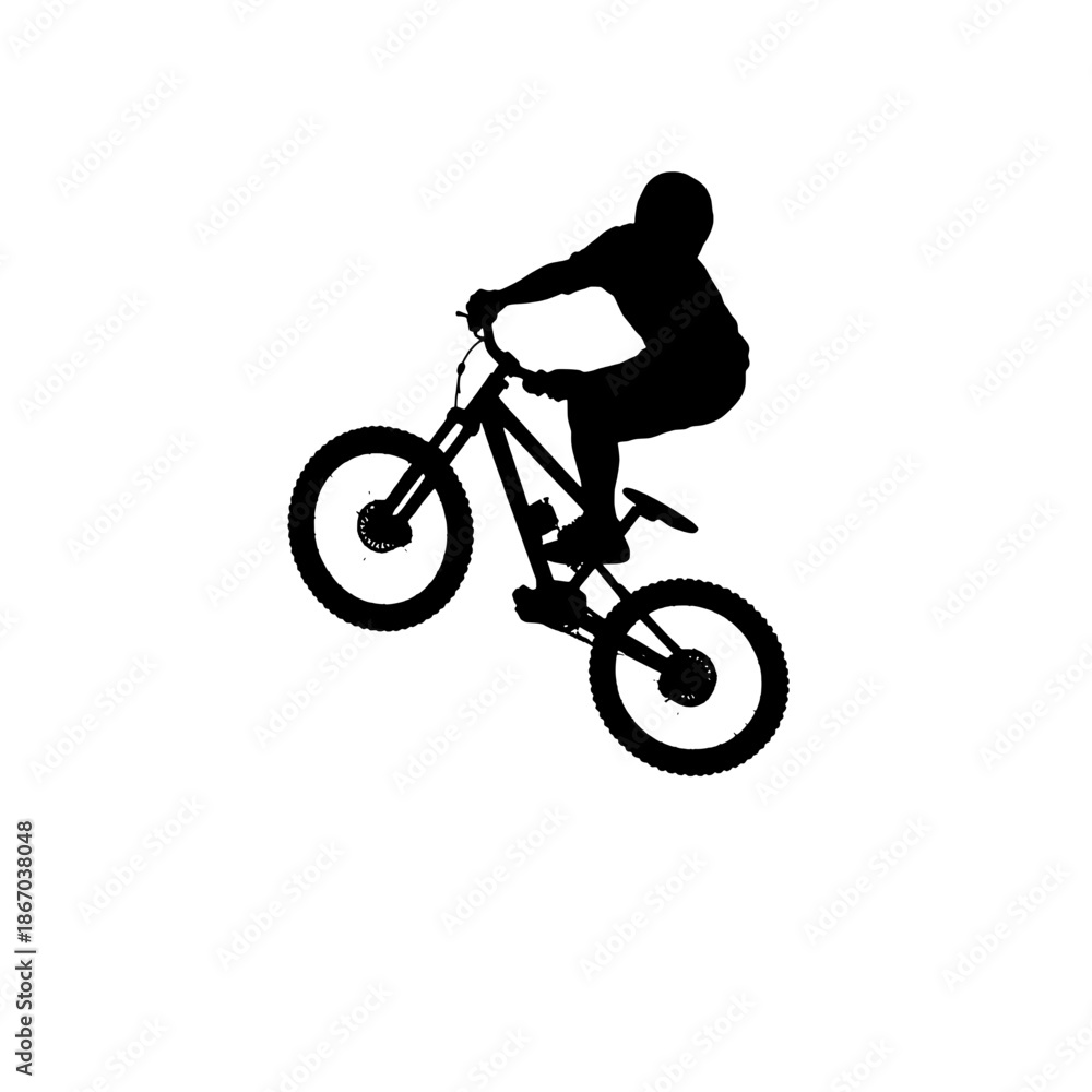 Naklejka premium Mountain Biker Performing a Tailwhip Silhouette