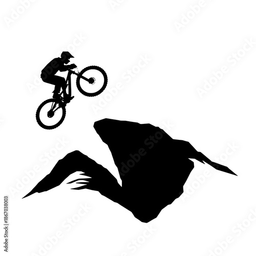 Mountain Biker Airing Over a Gap Silhouette